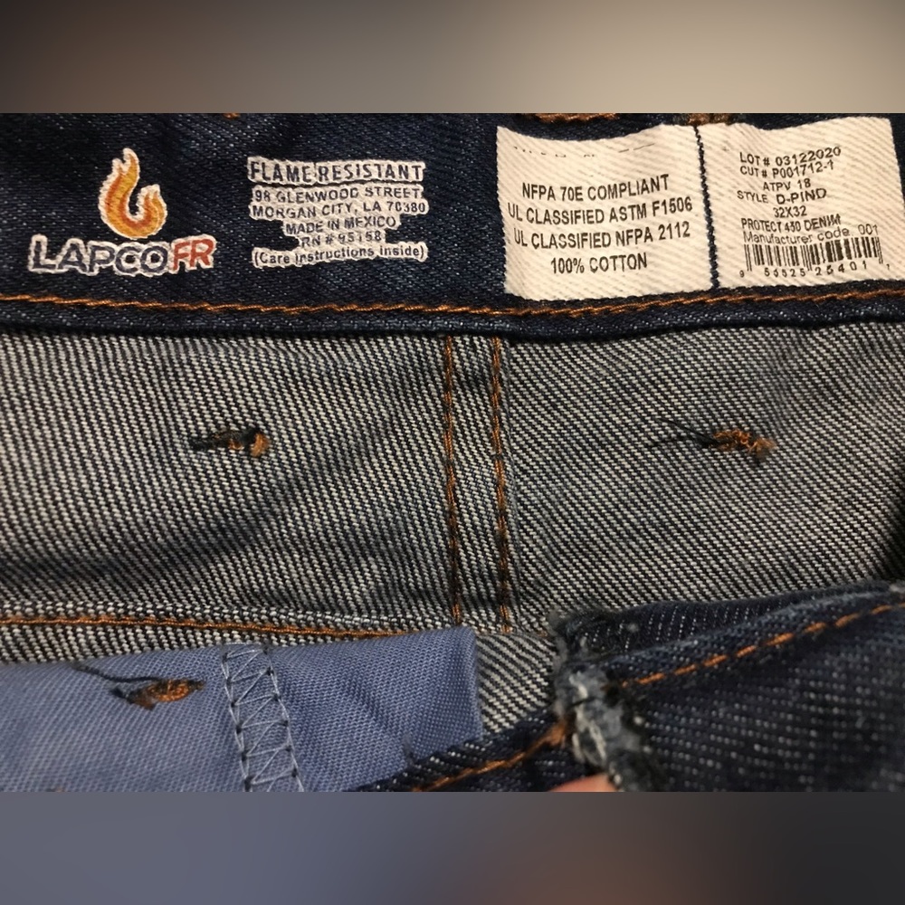 S🚫LD NWT MEN’S “LAPCO FR DENIM JEANS” FLAME RESISTANT DENIM 100% COTTON - Picture 3 of 11